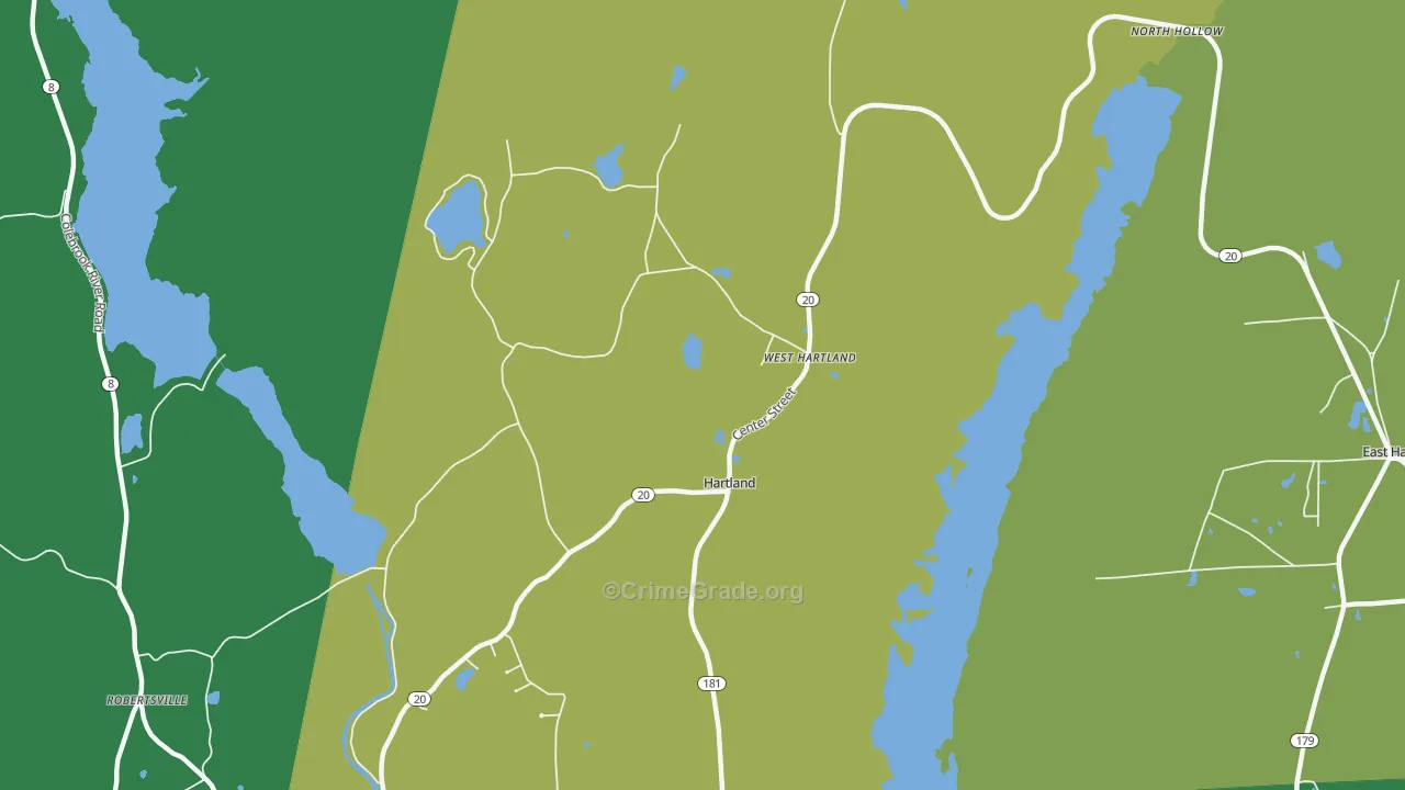 West Hartland, CT Map of Robbery Rates
