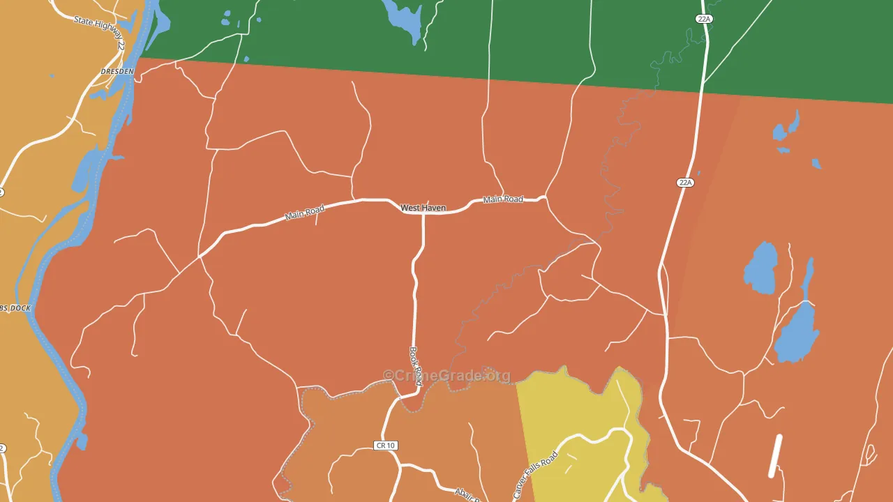 West Haven, VT Map of Robbery Rates