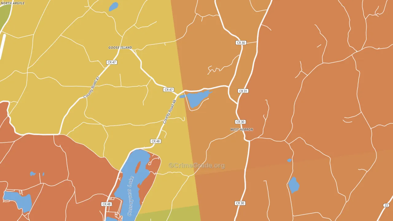 West Hebron, NY Map of Robbery Rates