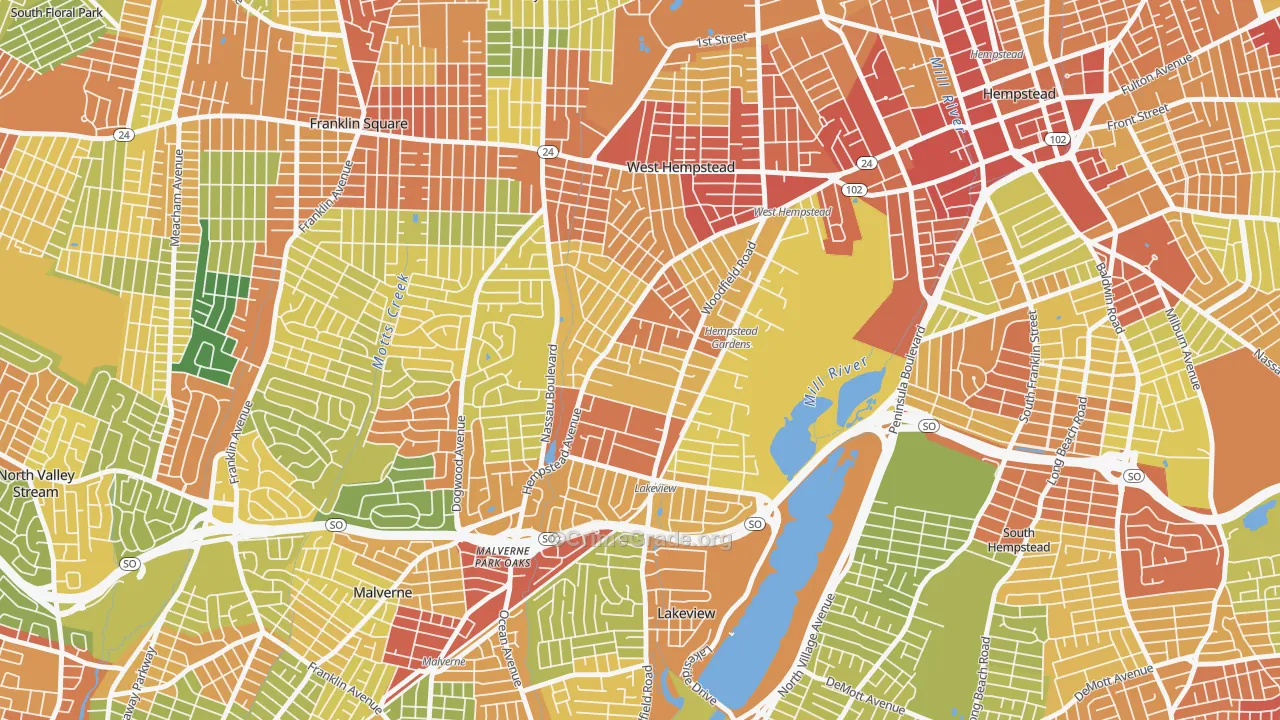 West Hempstead, NY Map of Robbery Rates