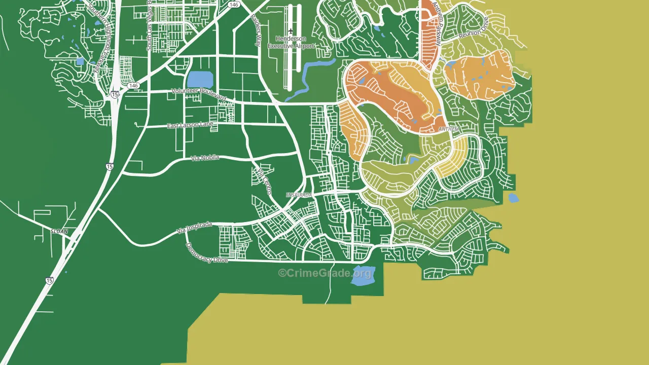 West Henderson, Henderson, NV Map of Robbery Rates