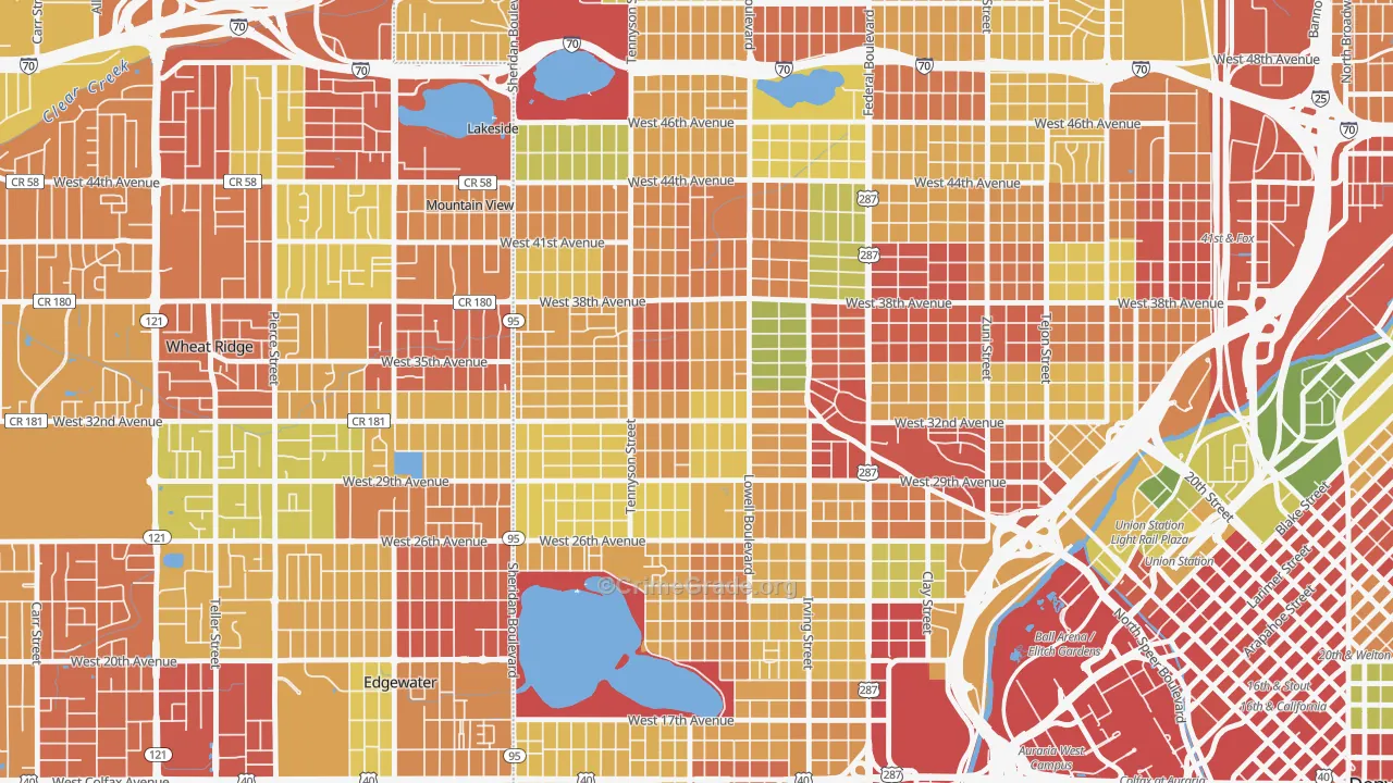 West Highland, Denver, CO Map of Robbery Rates
