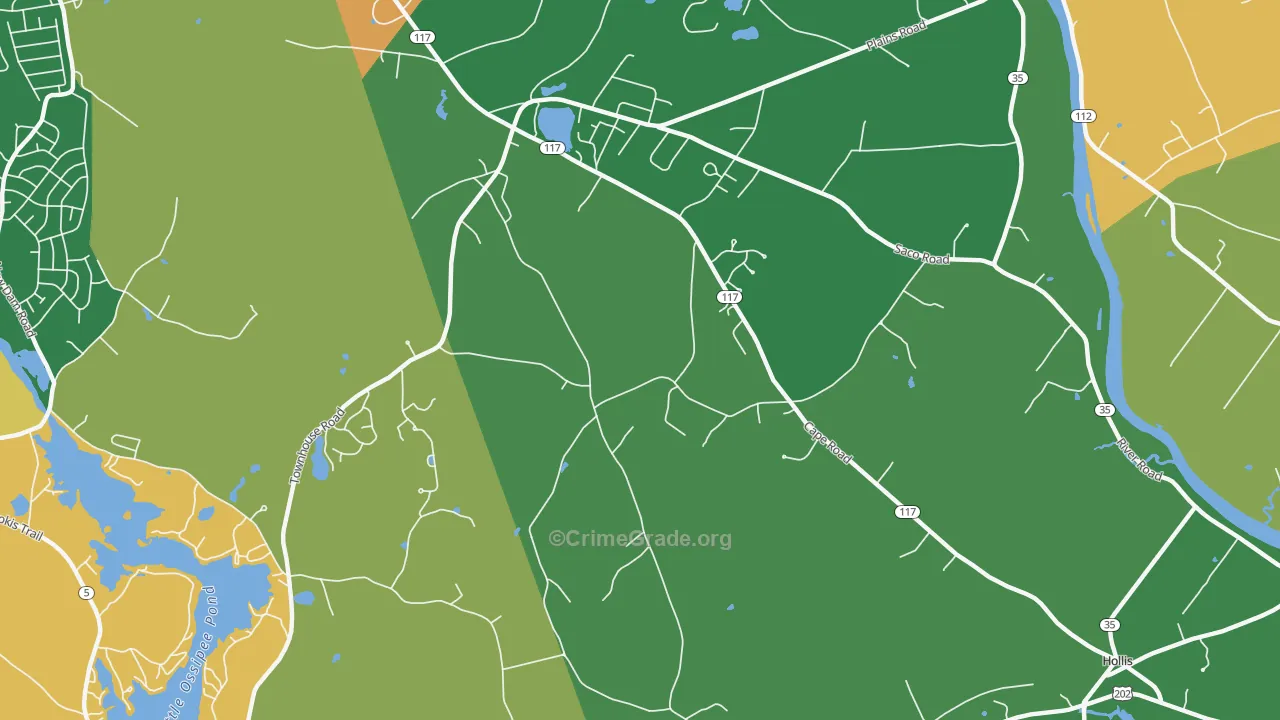 West Hollis, ME Map of Robbery Rates