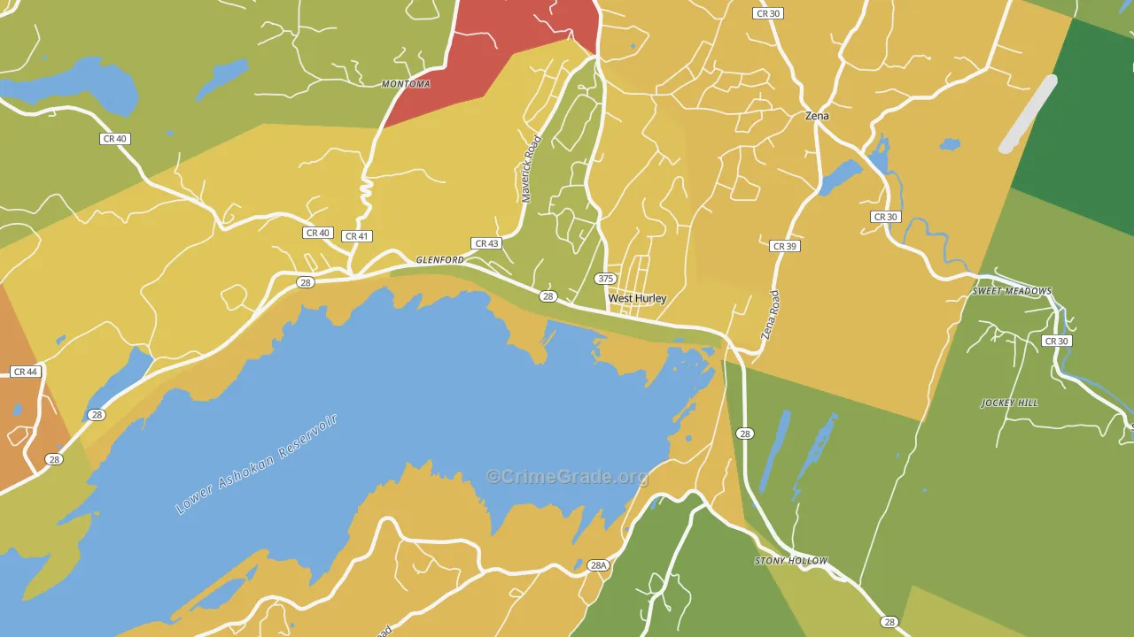 West Hurley, NY Map of Robbery Rates