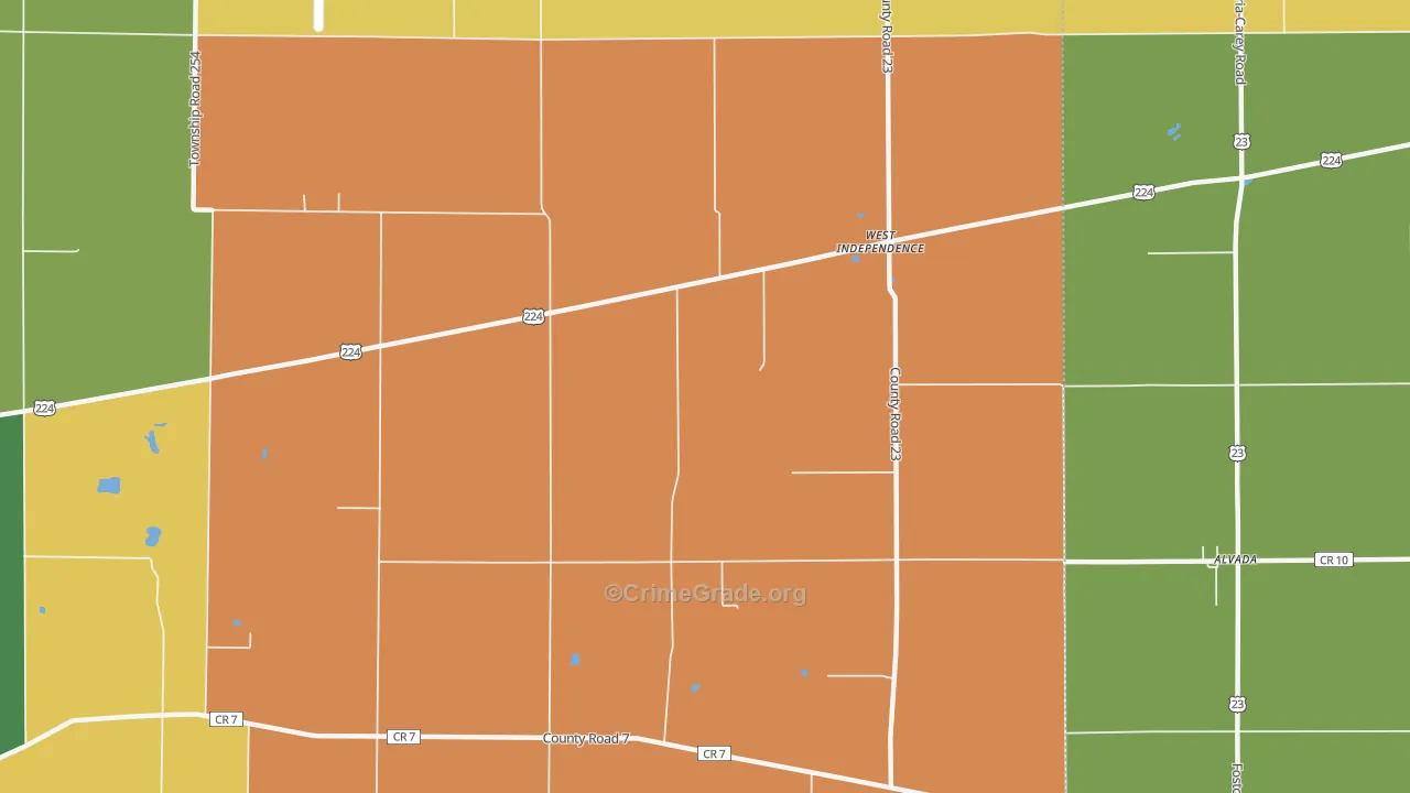 West Independence, OH Map of Robbery Rates