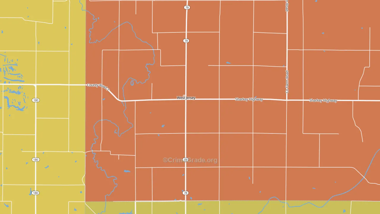 West Jersey, IL Map of Robbery Rates