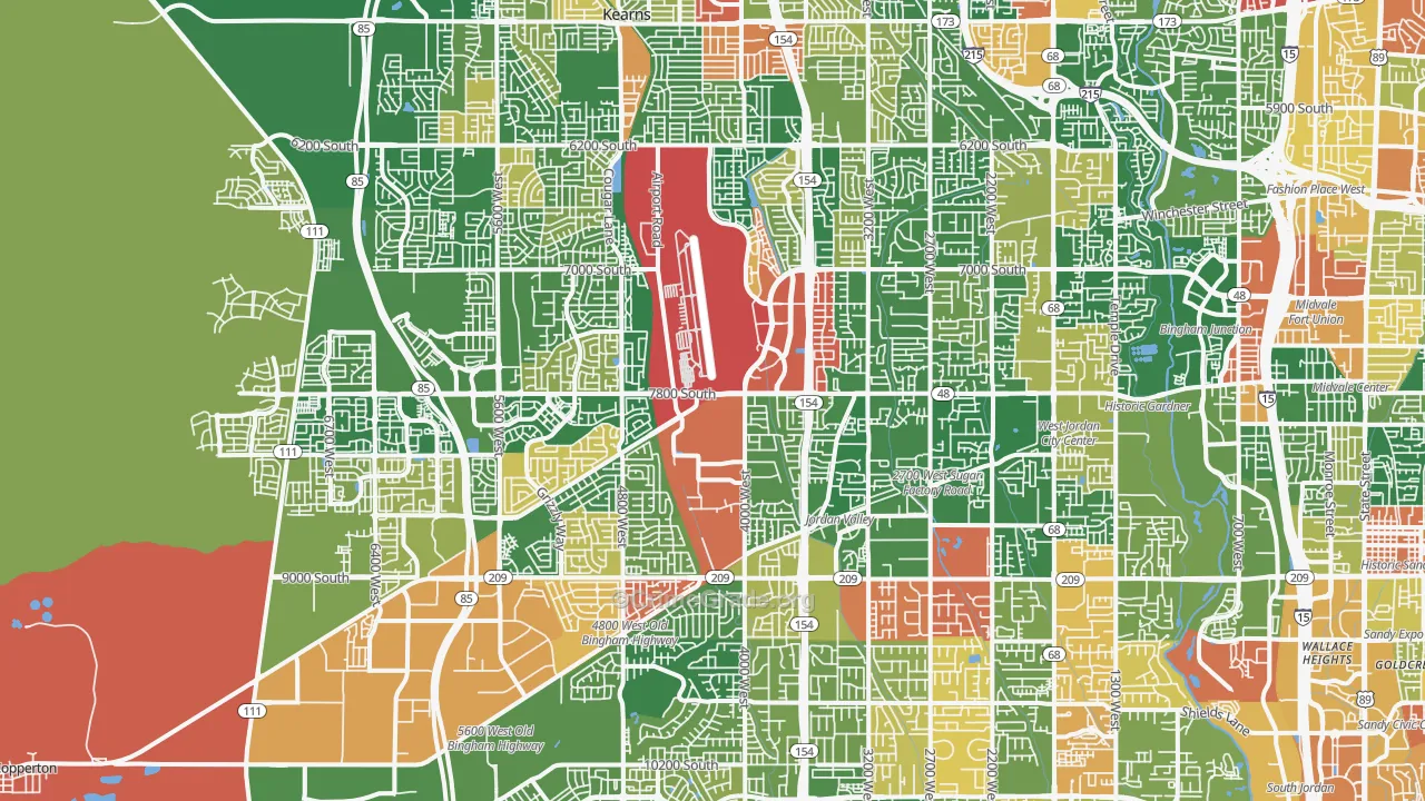 West Jordan, UT Map of Robbery Rates