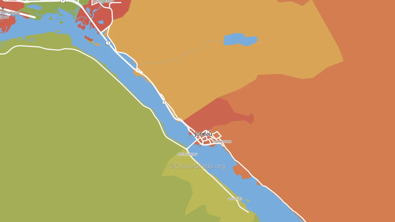 West Juneau, AK Map of Robbery Rates