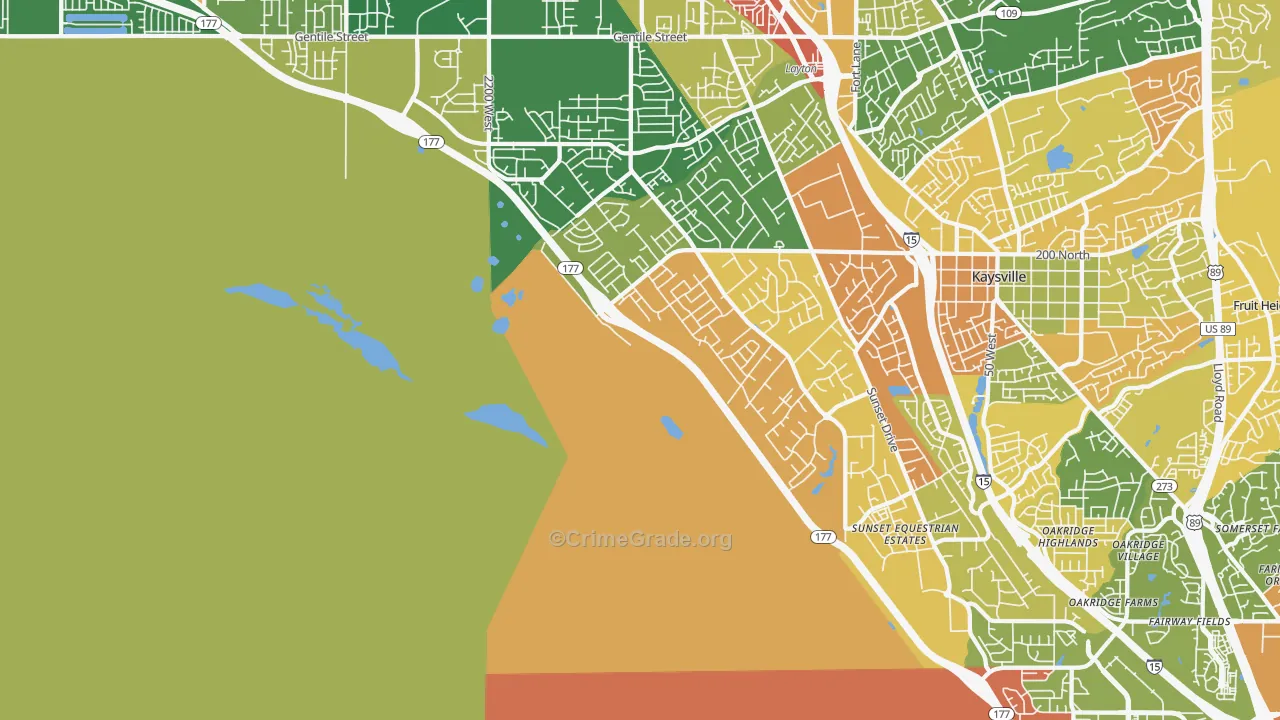 West Kaysville, UT Map of Robbery Rates