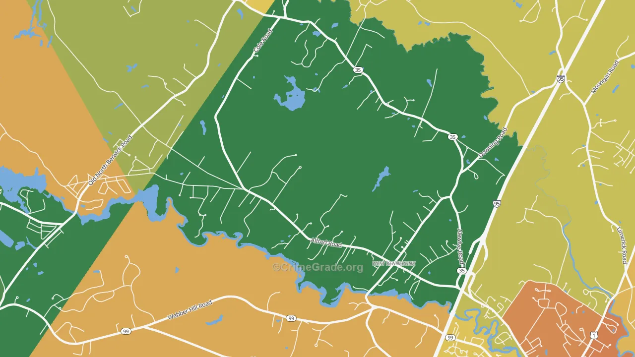 West Kennebunk, ME Map of Robbery Rates
