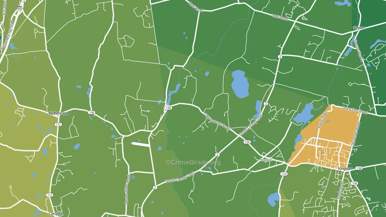 West Kingston, RI Map of Robbery Rates