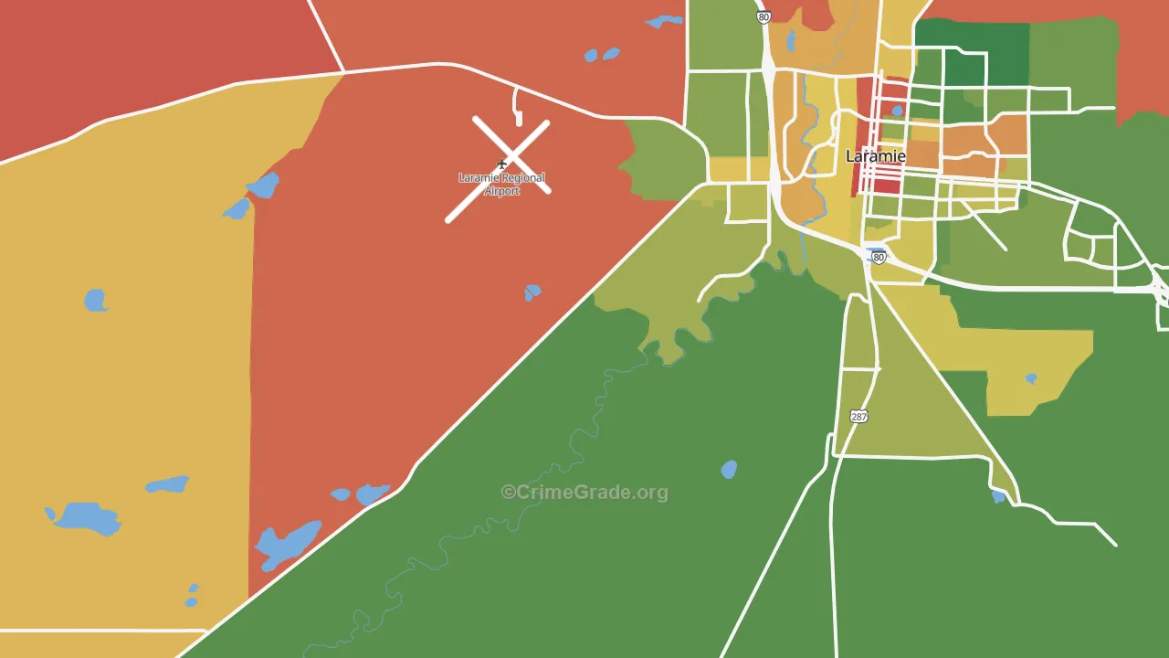 West Laramie, WY Map of Robbery Rates