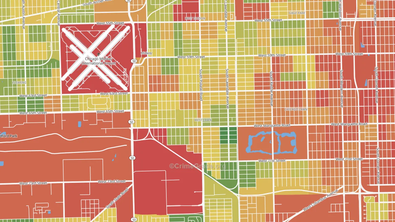West Lawn, Chicago, IL Map of Robbery Rates