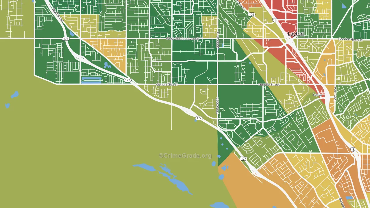West Layton, UT Map of Robbery Rates