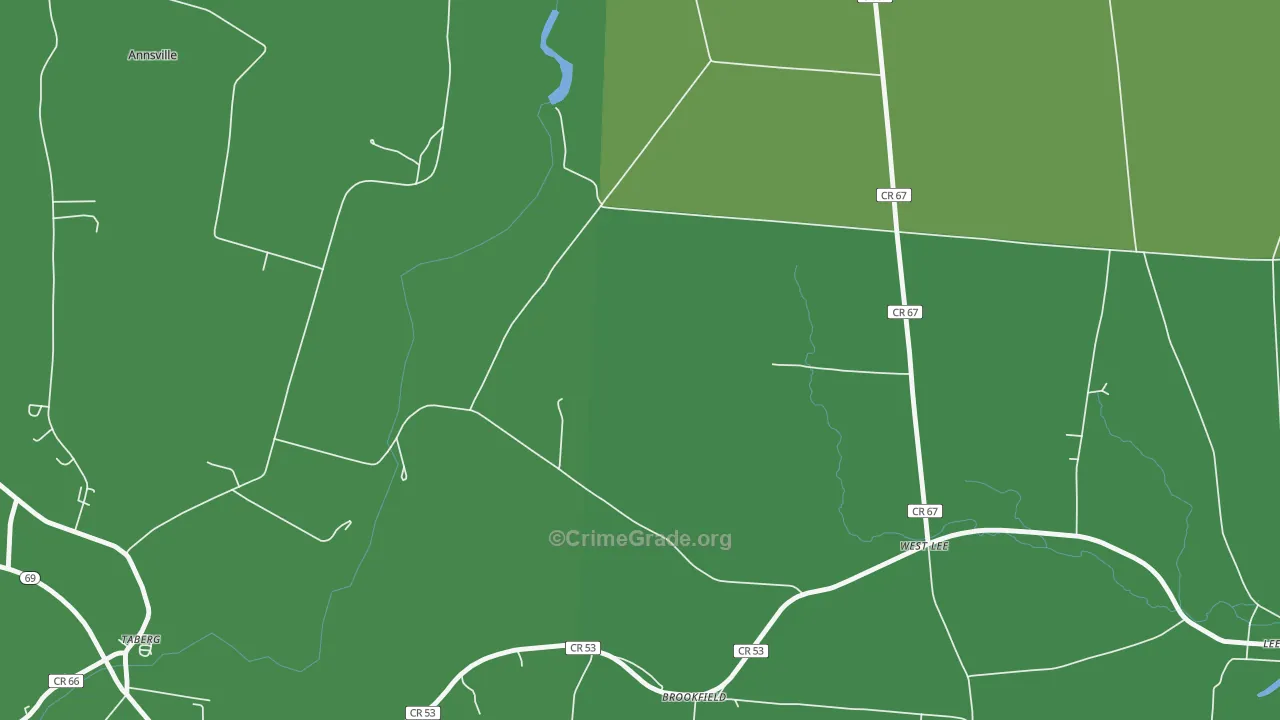 West Lee, NY Map of Robbery Rates