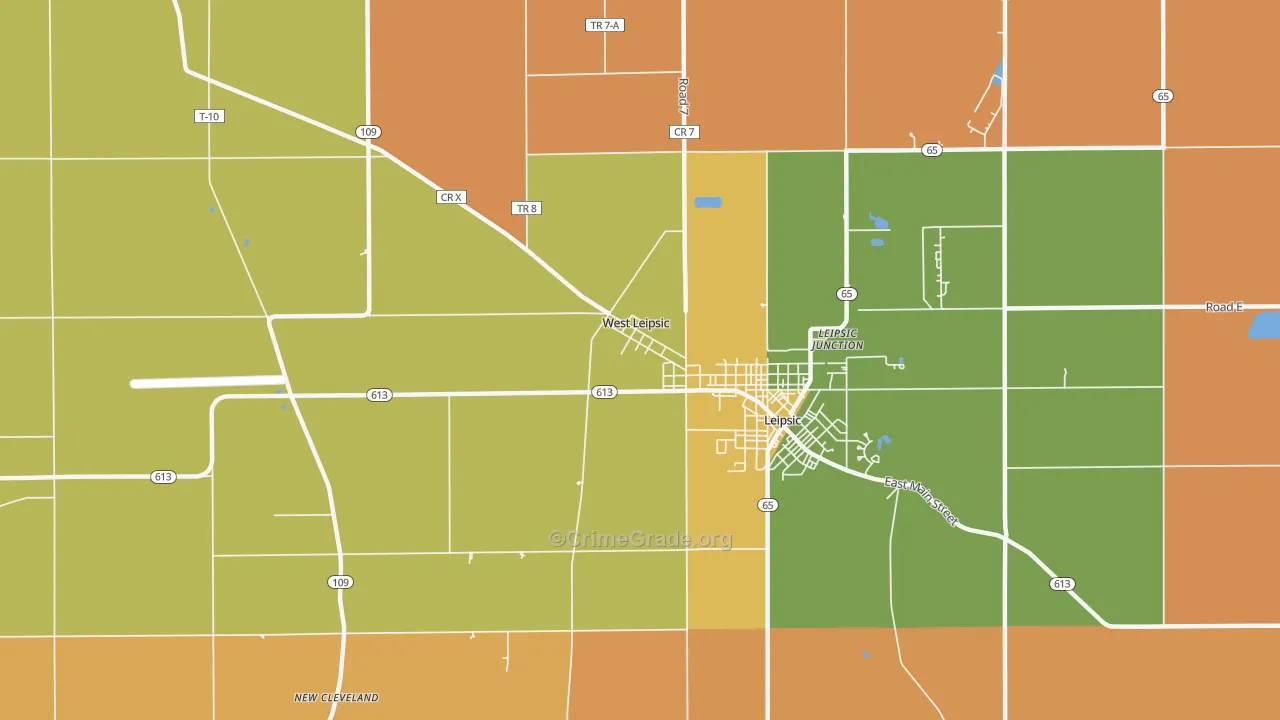 West Leipsic, OH Map of Robbery Rates