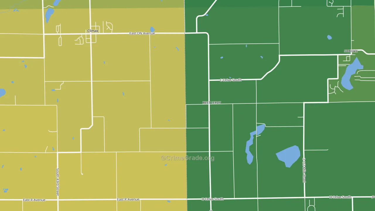 West Leroy, MI Map of Robbery Rates