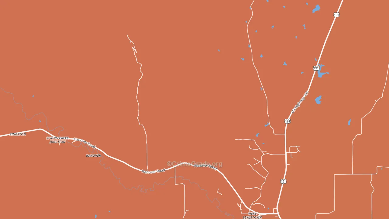 West Lewistown, MT Map of Robbery Rates