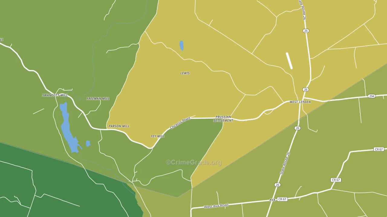 West Leyden, NY Map of Robbery Rates