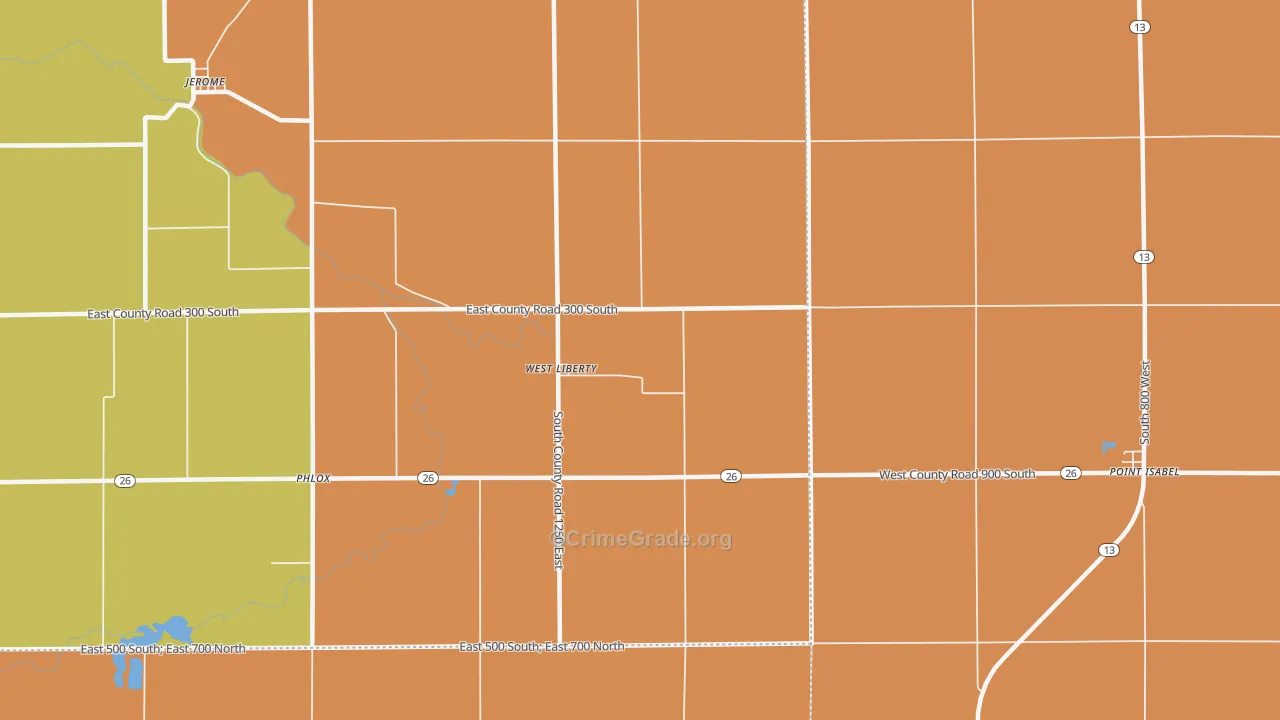 West Liberty, IN Map of Robbery Rates