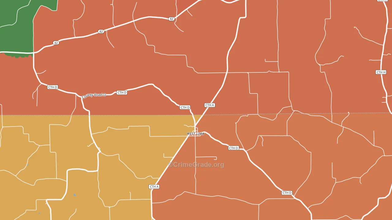 West Lima, WI Map of Robbery Rates