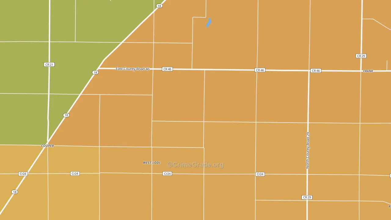 West Lodi, OH Map of Robbery Rates