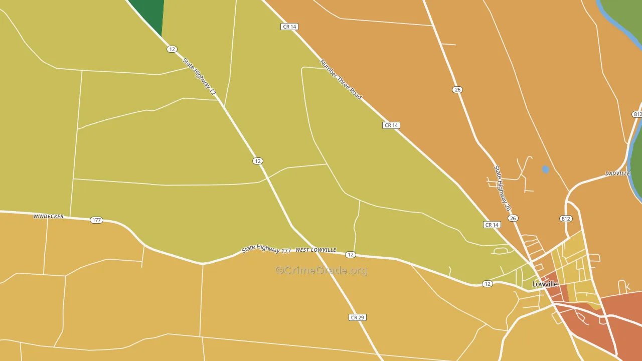 West Lowville, NY Map of Robbery Rates