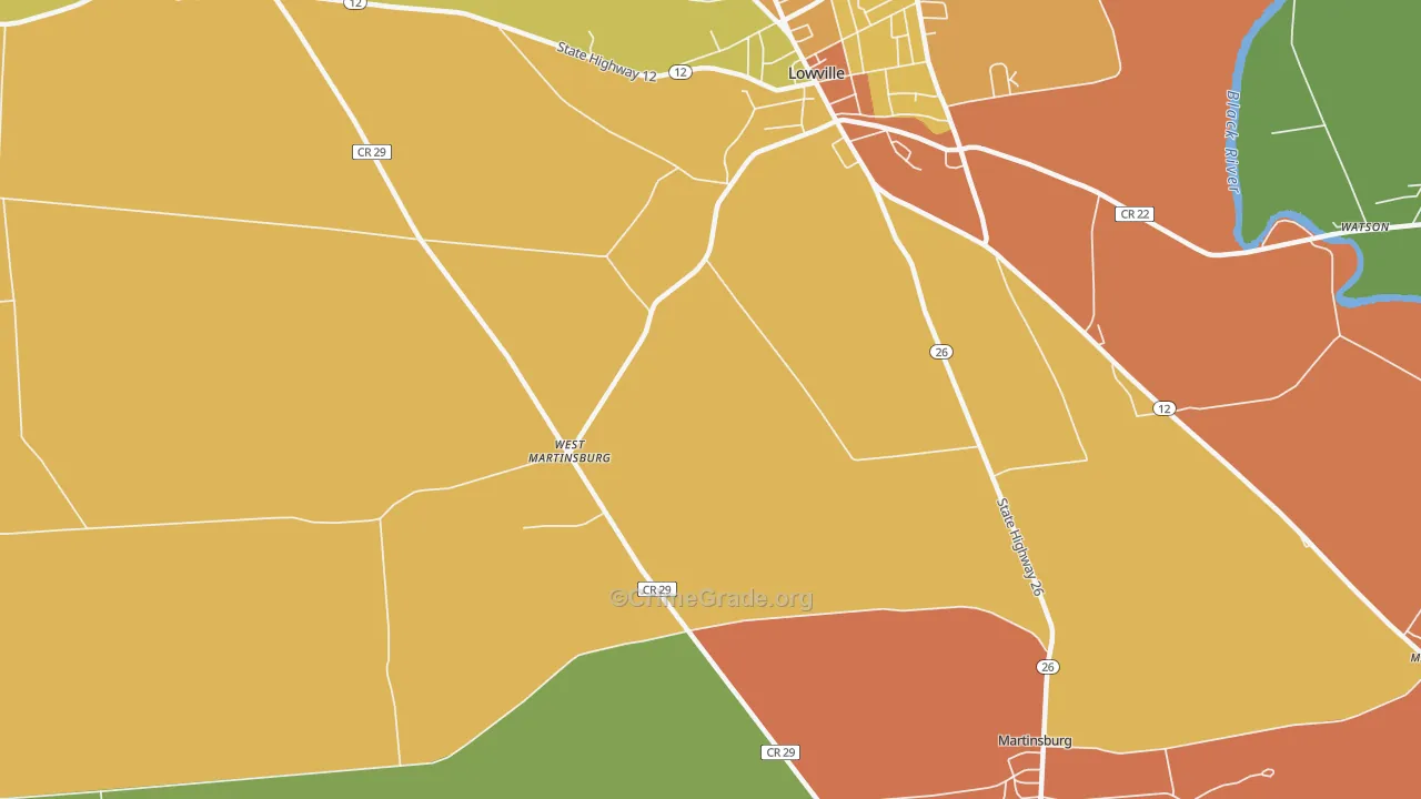 West Martinsburg, NY Map of Robbery Rates