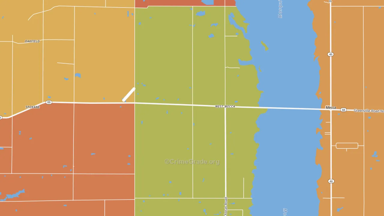 West Mecca, OH Map of Robbery Rates