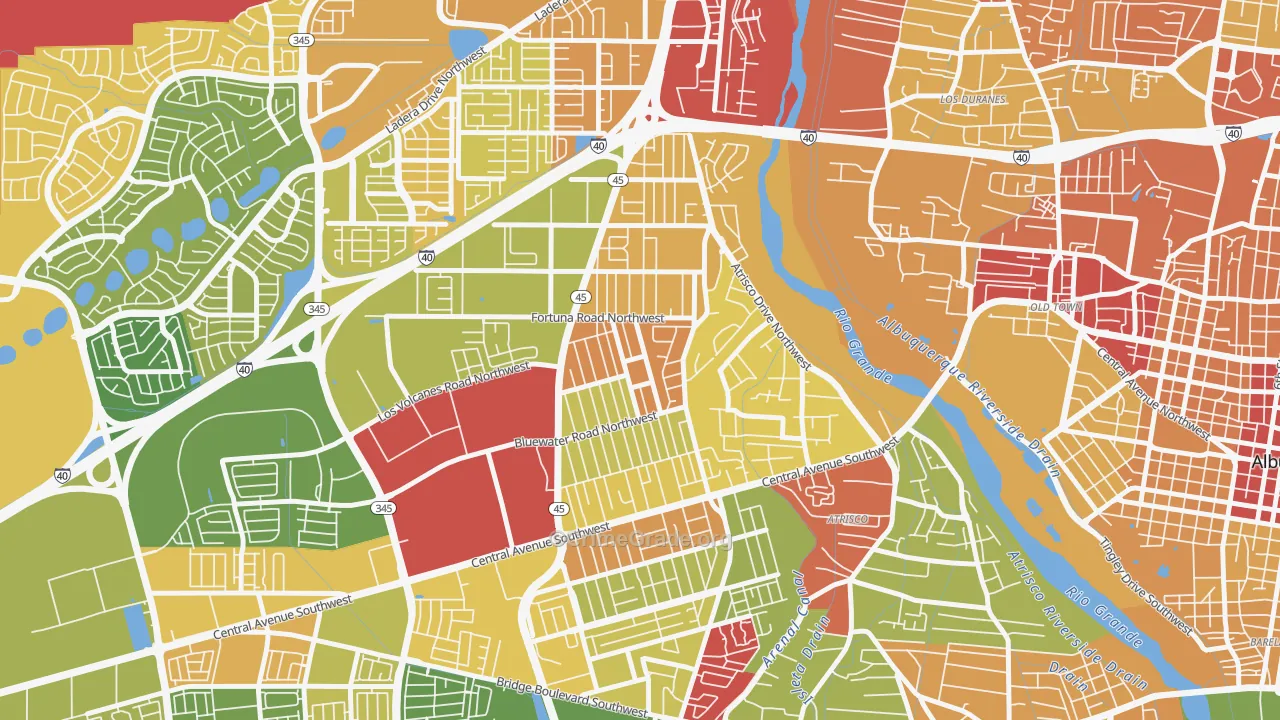 West Mesa, Albuquerque, NM Map of Robbery Rates