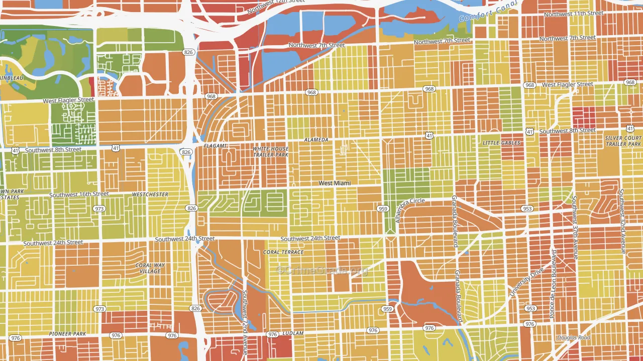 West Miami, FL Map of Robbery Rates