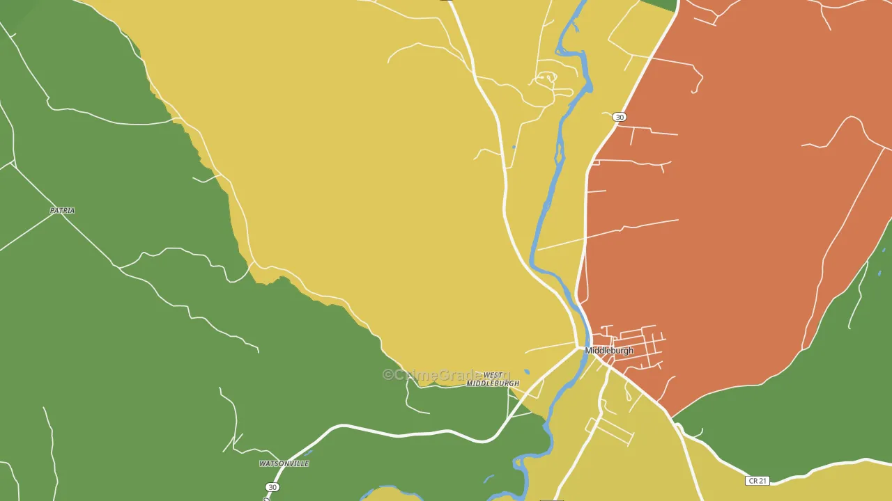 West Middleburgh, NY Map of Robbery Rates
