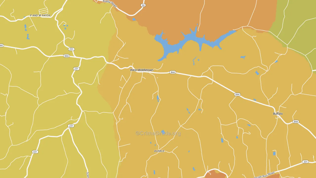 West Middletown, PA Map of Robbery Rates