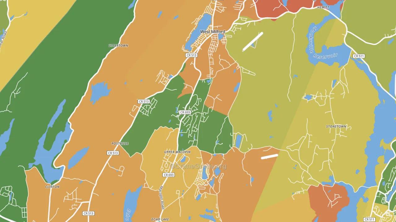 West Milford, NJ Map of Robbery Rates