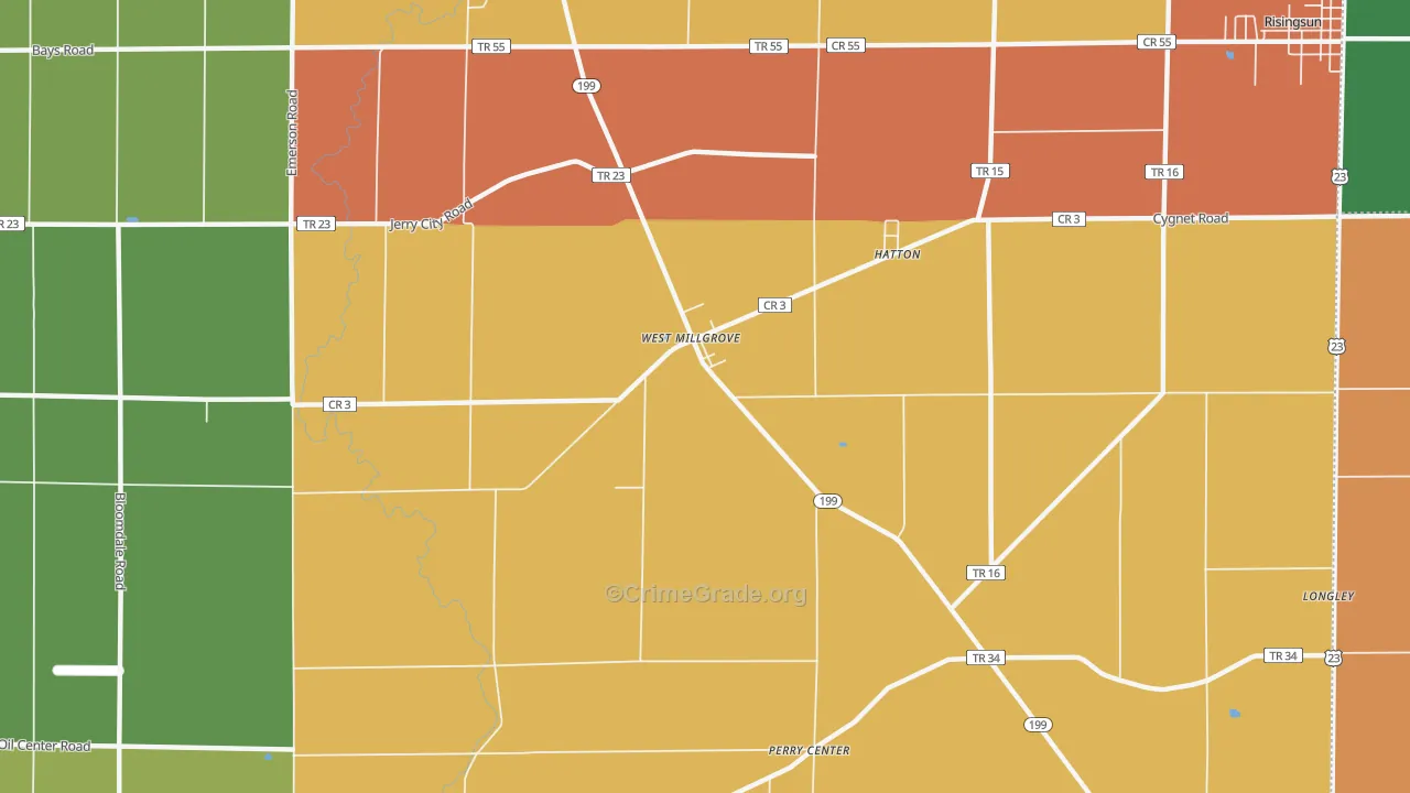 West Millgrove, OH Map of Robbery Rates