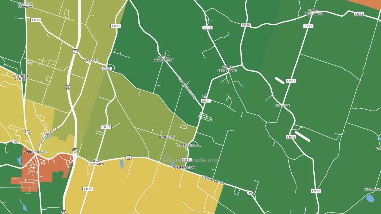 West Monroe, NY Map of Robbery Rates