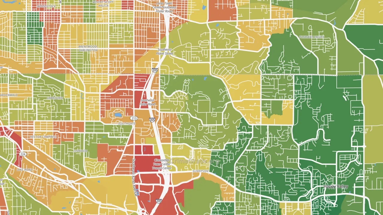 West Mt. Scott, Happy Valley, OR Map of Robbery Rates