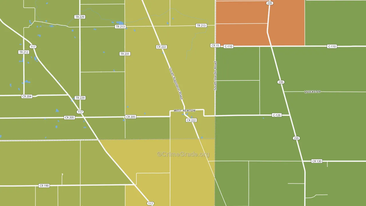 West Newton, OH Map of Robbery Rates