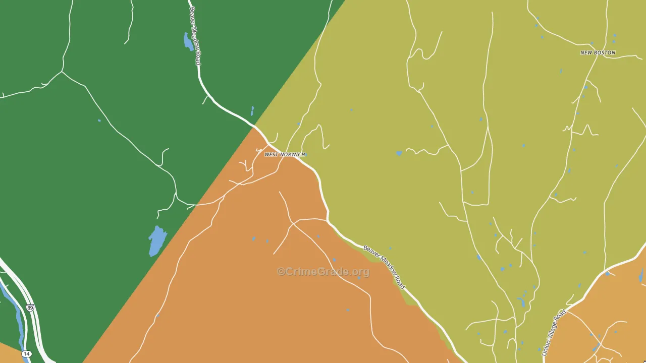 West Norwich, VT Map of Robbery Rates
