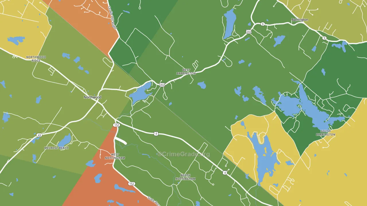 West Nottingham, NH Map of Robbery Rates