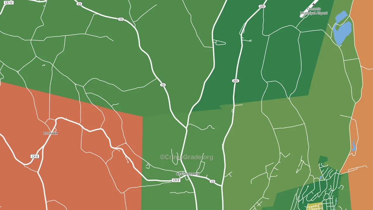 West Oneonta, NY Map of Robbery Rates