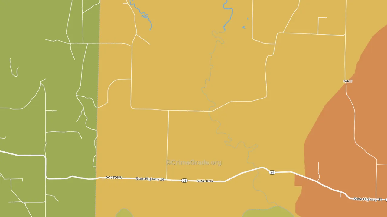 West Otis, AR Map of Robbery Rates