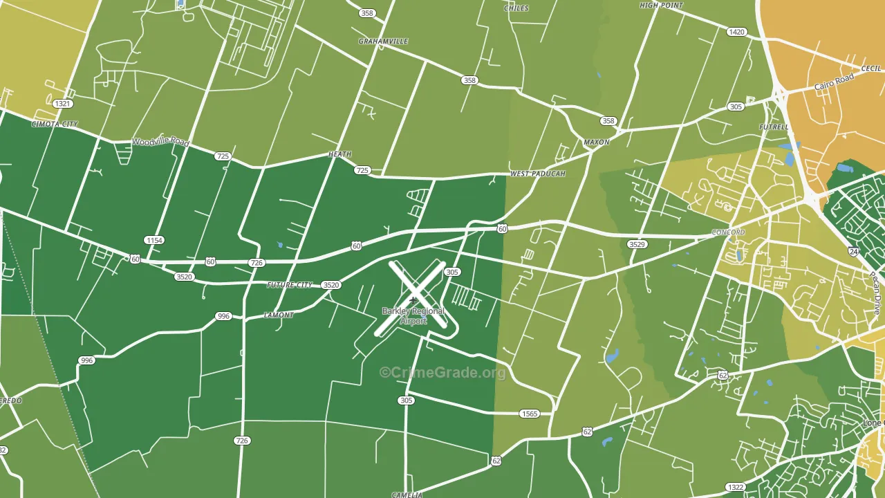 West Paducah, KY Map of Robbery Rates