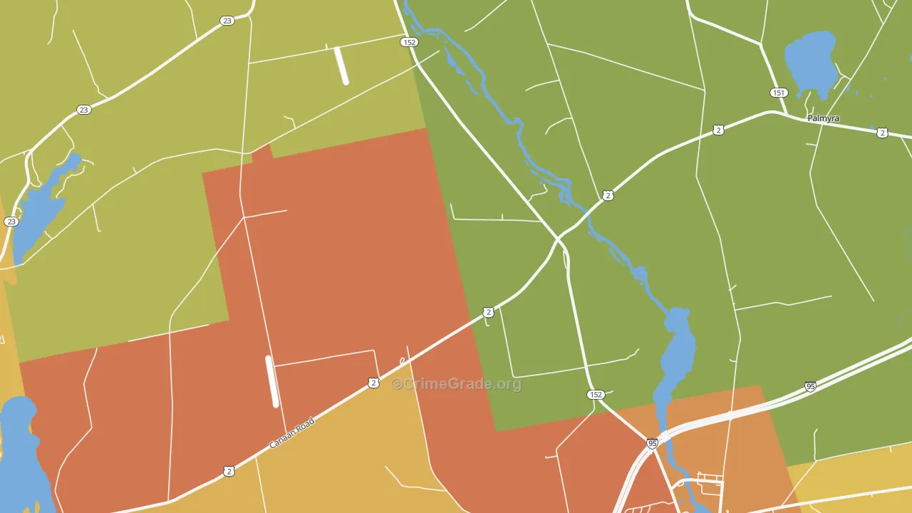 West Palmyra, ME Map of Robbery Rates