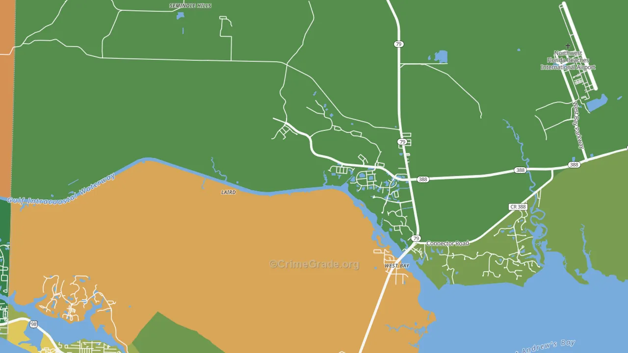 West Panama City Beach, FL Map of Robbery Rates