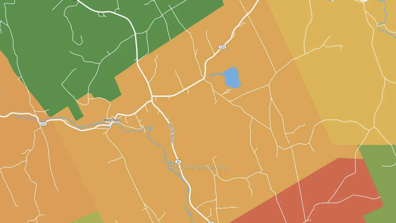 West Paris, ME Map of Robbery Rates