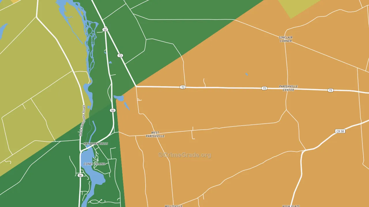 West Parishville, NY Map of Robbery Rates