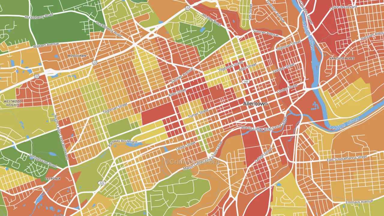 West Park, Allentown, PA Map of Robbery Rates