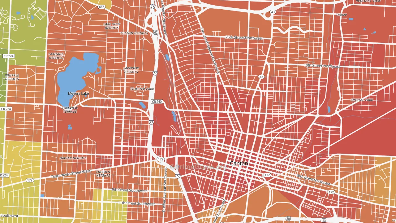 West Park, Canton, OH Map of Robbery Rates