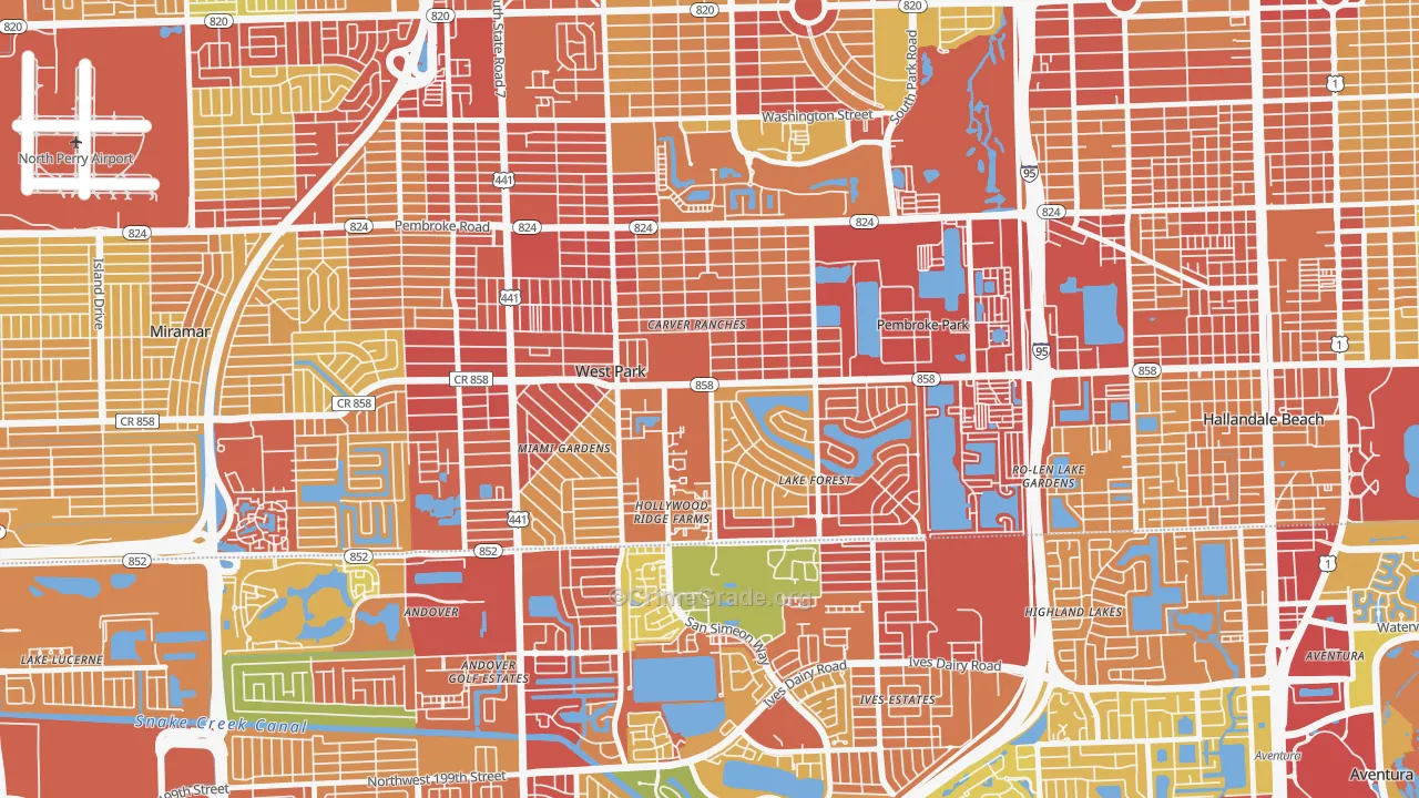 West Park, FL Map of Robbery Rates